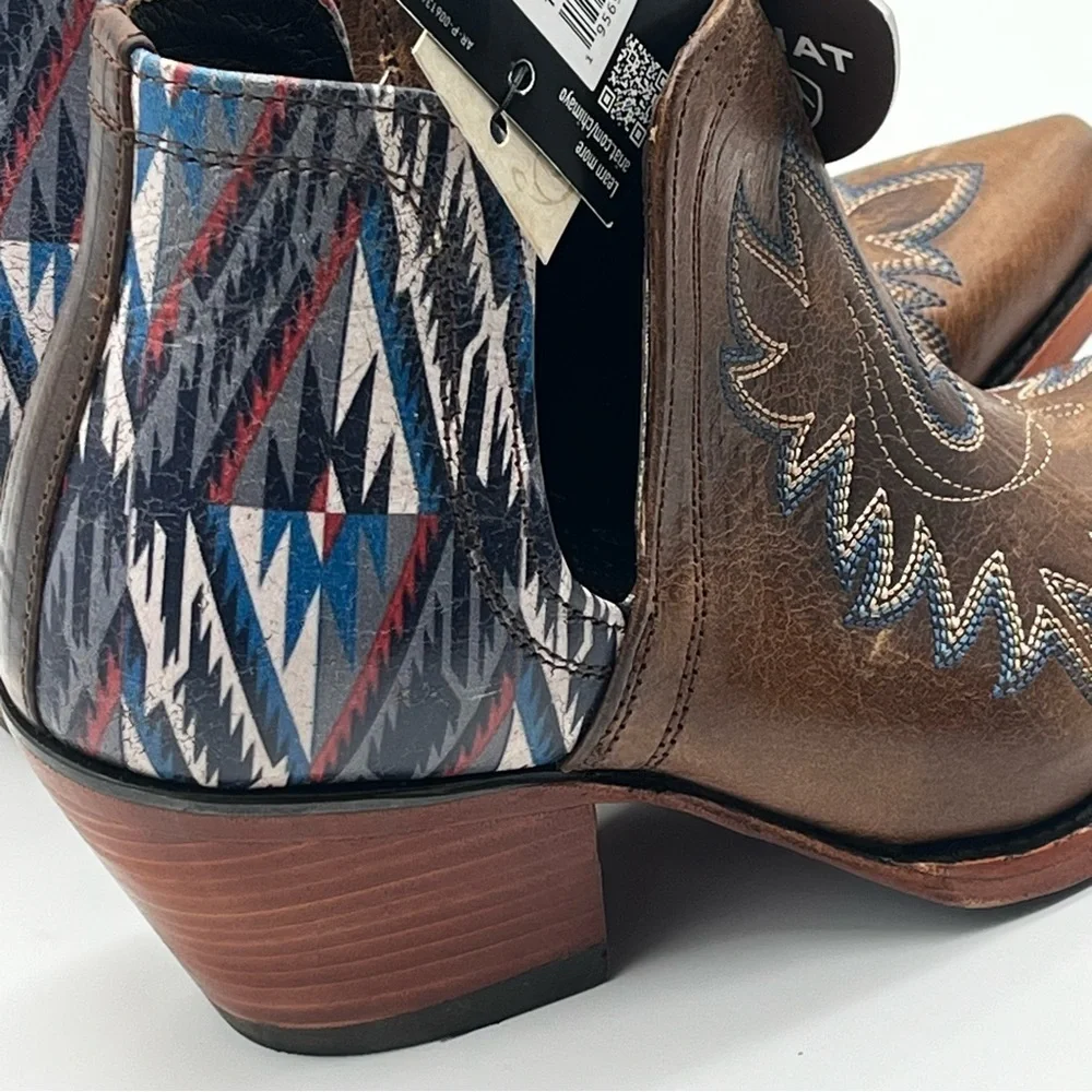 NWT Ariat Womens 6 Dixon Chimayo Brown Leather Western Ankle Cowboy Boot